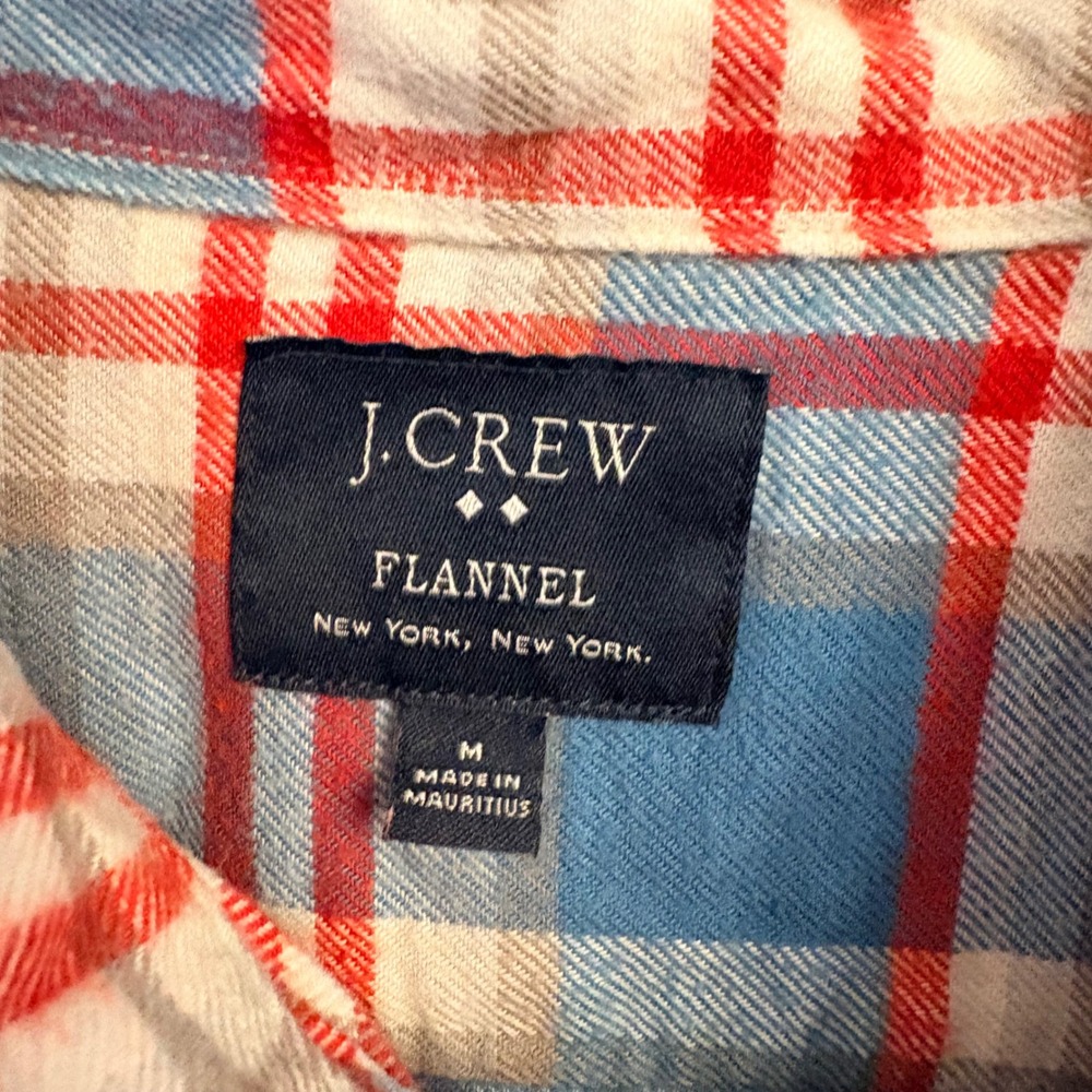 J.Crew Flannel Plaid Button Down Shirt Blue Red White Size M Long Sleeve J Crew - Picture 3 of 9